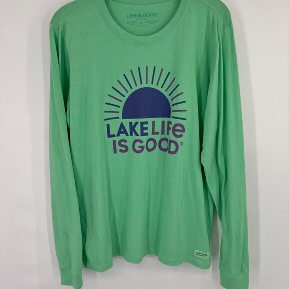 Life Is Good Womens Lake Life Long Sleeve Crusher Tee Green size large cotton - Picture 7 of 14